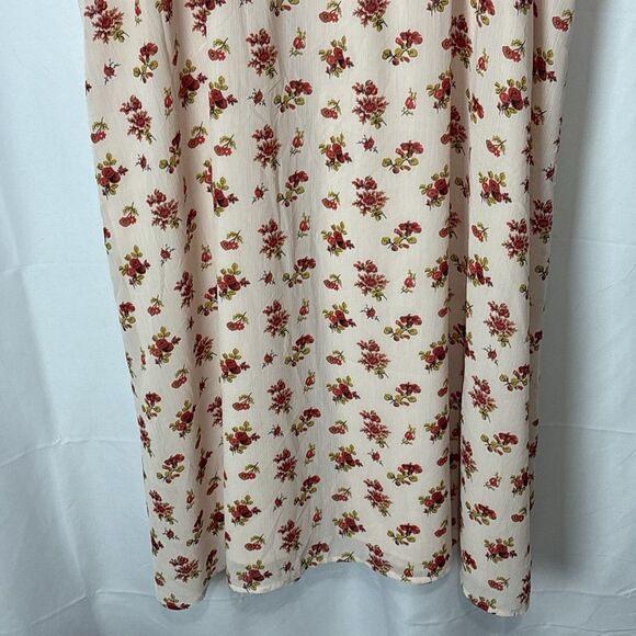 Madewell Tie-Sleeve Ruffle-Waist Midi Dress Pink Floral Sz 22 Cottagecore Plus - Picture 6 of 12